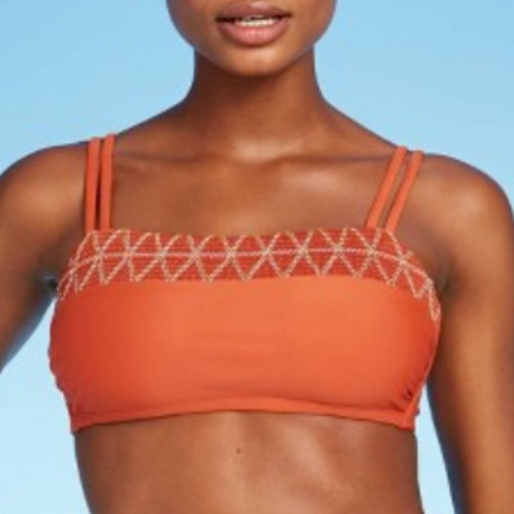 NEW XHILARATION Women's Orange Bikini Top Sz D/DD